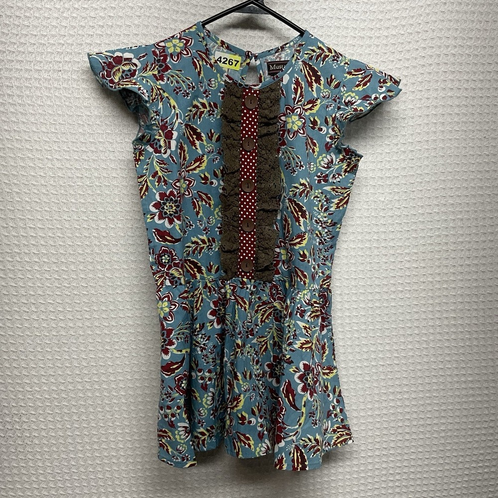NEW Mustard Pie Blue  Ruffle Lace Mini Dress Girls Size‎ 10 Boho Cottagecore